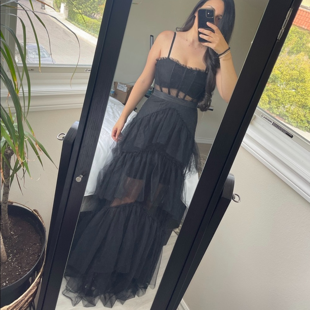 Black Tiered Ruffle Gown ( BCBG rep )